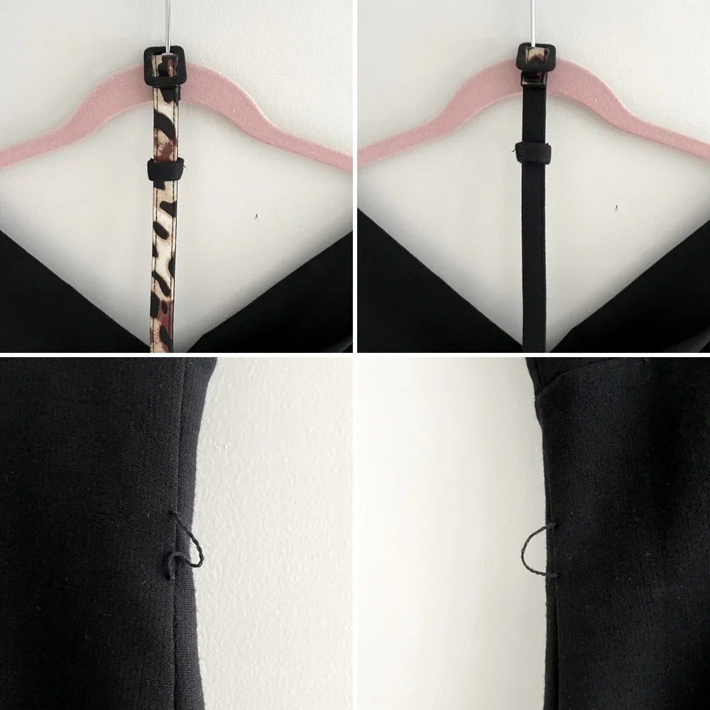 Bebe Black Mini Dress With Leopard Print Lining And Reversible Belt - Picture 14 of 16